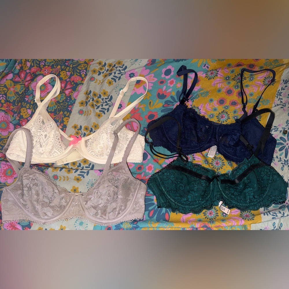 VS unlined lace bralette bundle of 4 - size 34B